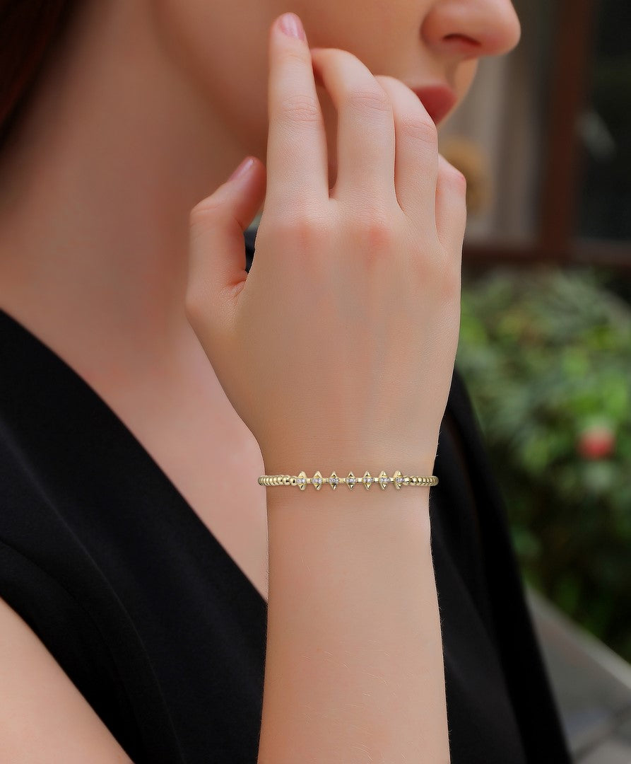 Spike beaded stretch bangle