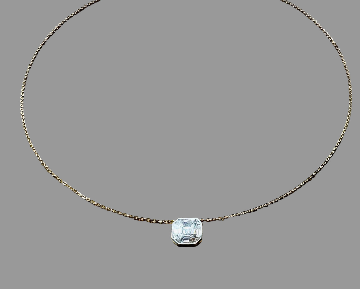 Asscher cut mosaic diamond necklace