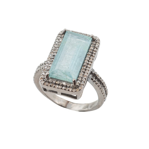 Anillo Azul Aguamarina